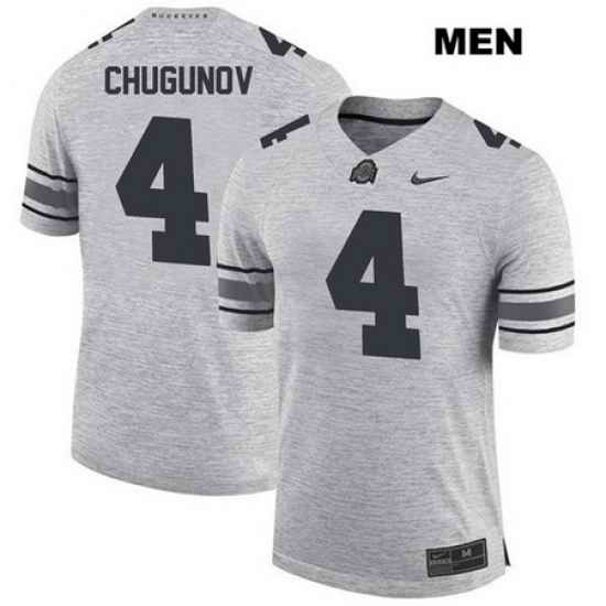 Chris Chugunov Ohio State Buckeyes Stitched Authentic Mens Nike  4 Gray College Football Jersey Jersey